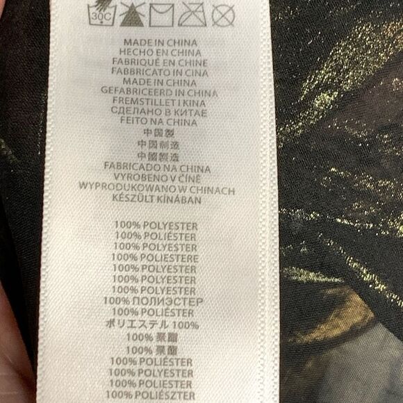 Michael Kors Sheer Gold Black Blouse Size Medium - Picture 5 of 9